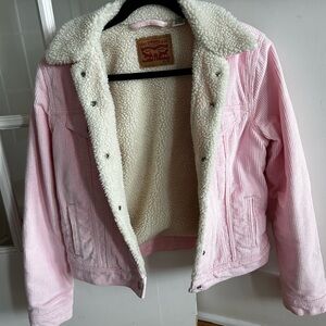 Levi's Light Pink Corduroy Jacket with Cream Sherpa Lining